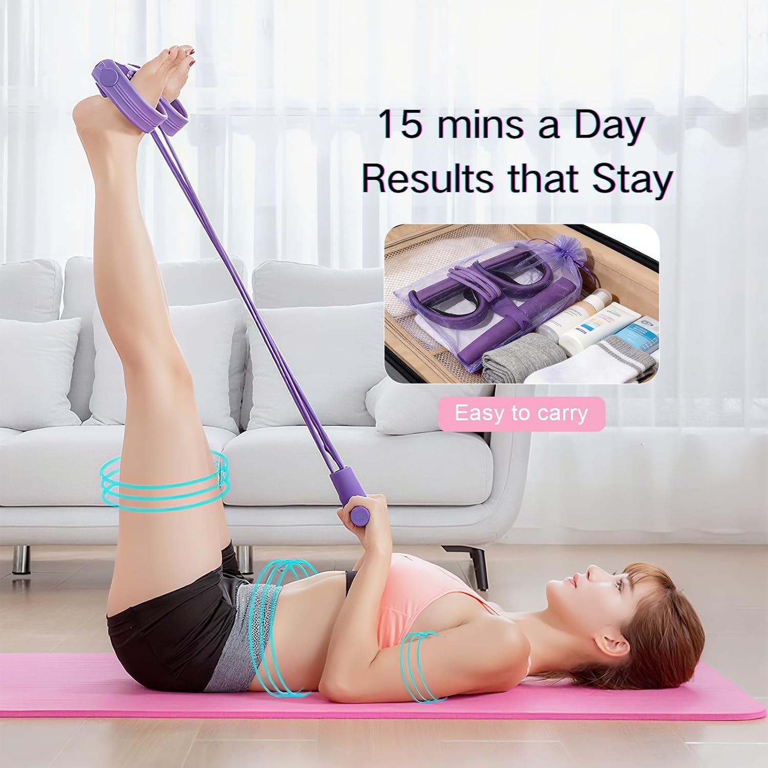 Yoga Pedal Puller Fitness Equipment - 4/6-Röhren-Pedalspanner, multifunktionales Haushalts-Fitnessgerät, Yoga, Bauchstärkung, elastisches