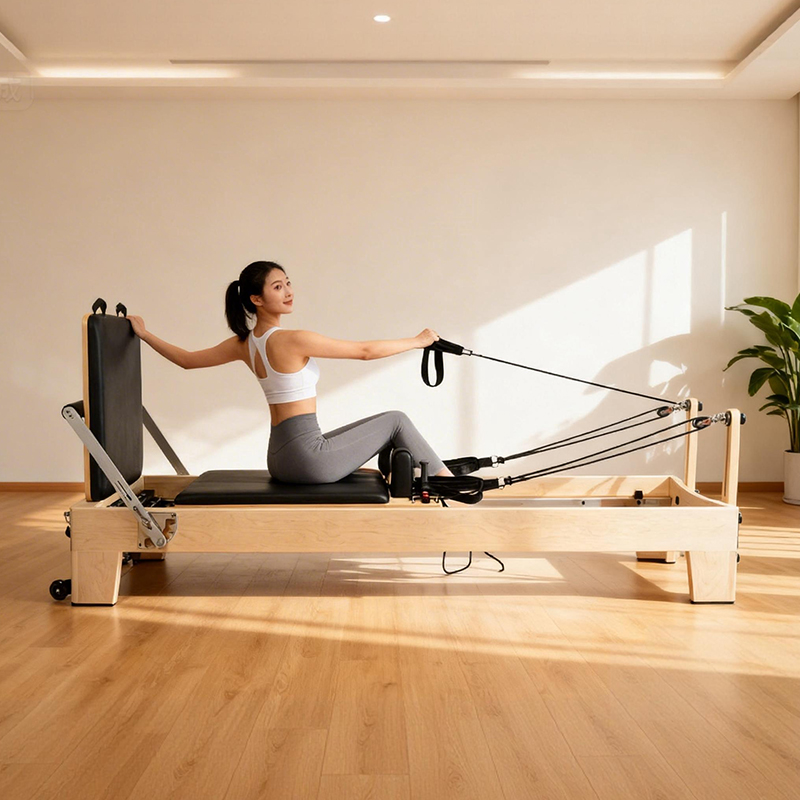 Yoga Fitness Machine - Weißer Ahorn Tragbarer Verstellbarer Pilates-Reformer Luxuriöse