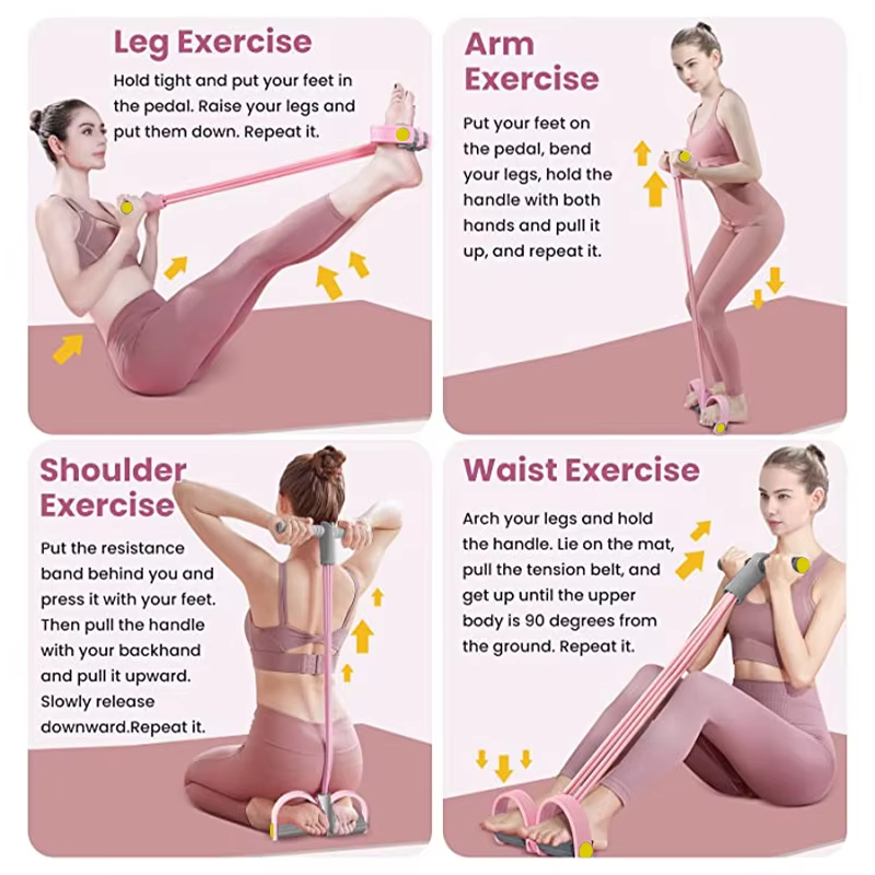 Yoga Pedal Puller Fitness Equipment - 4/6/8-Rohr-Widerstandsbänder Yoga-Pedal-Zugband Elastisches Zugseil Fitnessgerät für