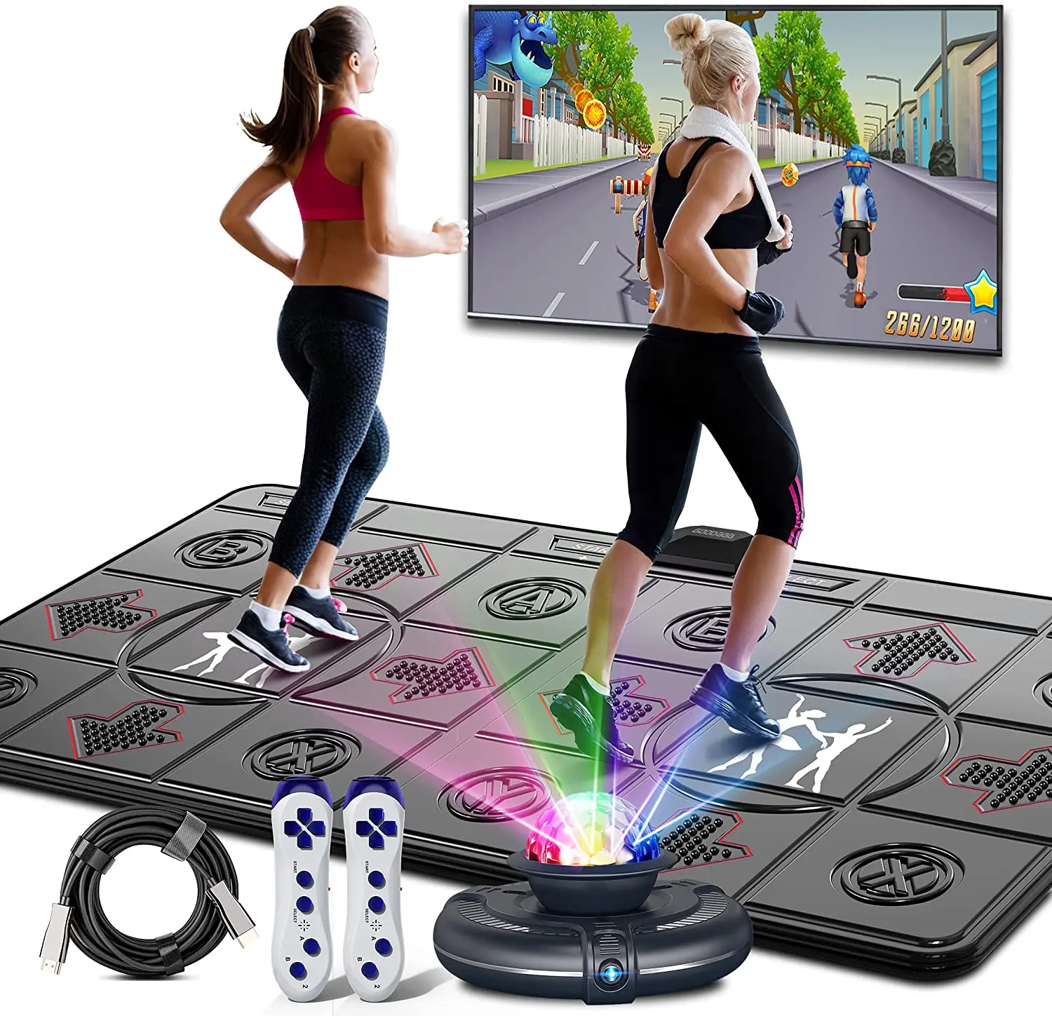 Yoga Fitness Tva - Kabellose Doppel-Tanzmatte für TV und PC,