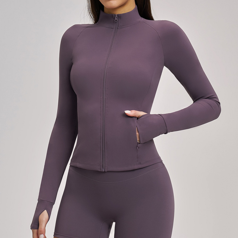 Yoga Fitness Up - Frühlings-Yoga-Kleidung für Damen, hochgeschlossene, langärmlige Outdoor-Strickjacke