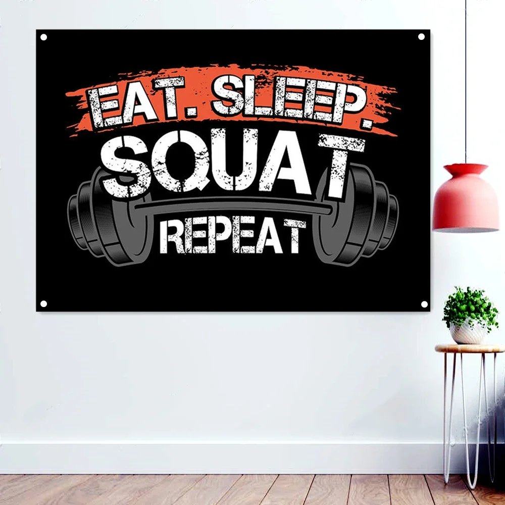 Yoga Fitness Quotes - ESSEN. SCHLAF. SQUAT REPEAT